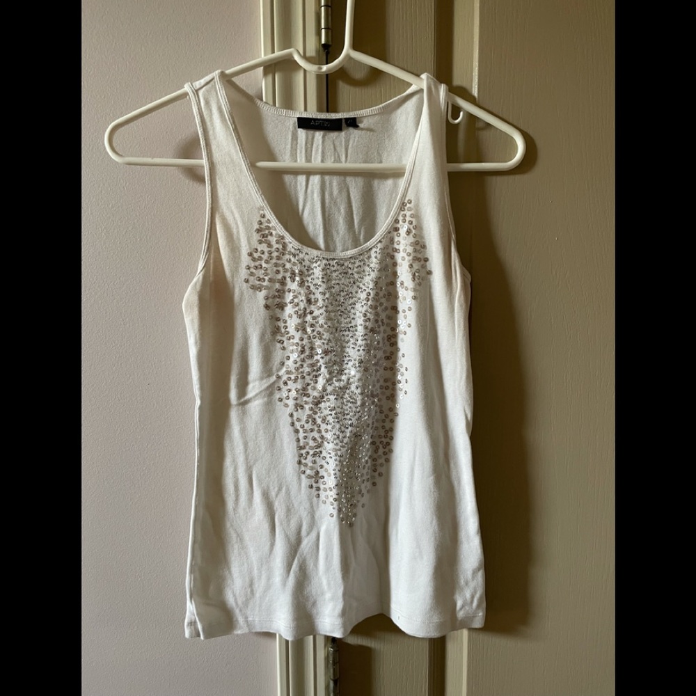 Beautiful Sequined white tank top medium